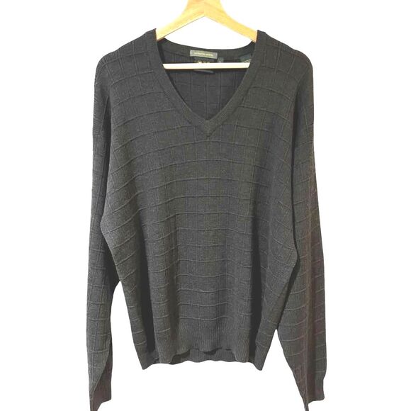 Vintage Bobby Jones Men’s Sweater Sz L Extra Fine Merino Wool Grey Golf Casual - Picture 1 of 6
